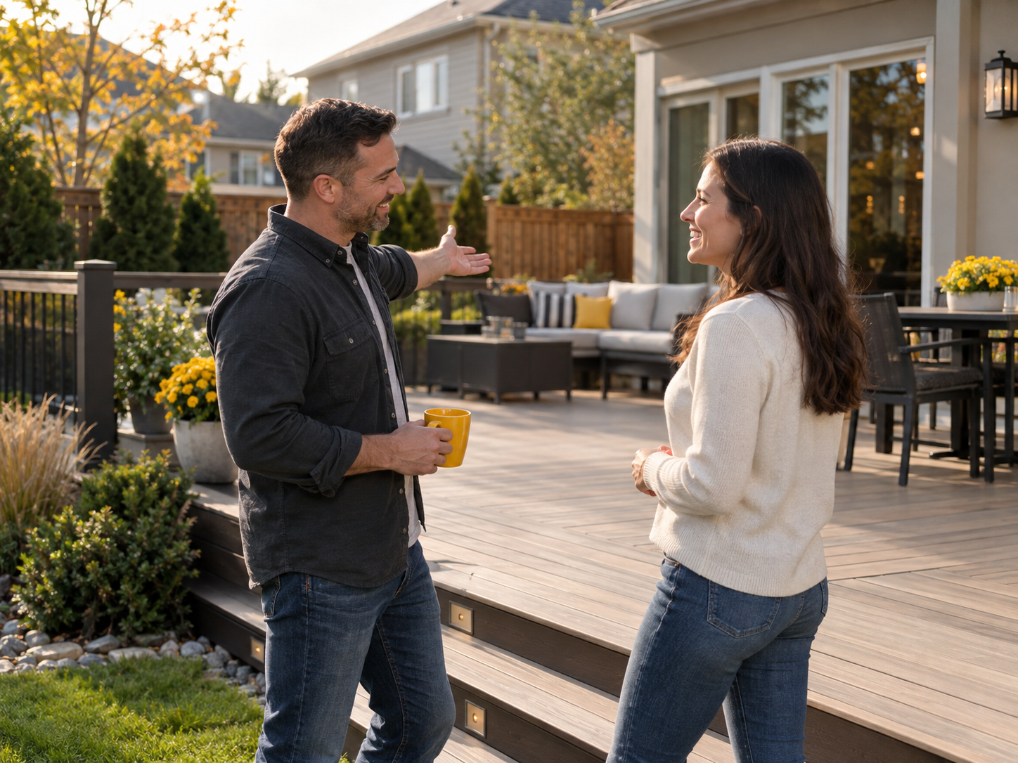 Two people discussing a home renovation project